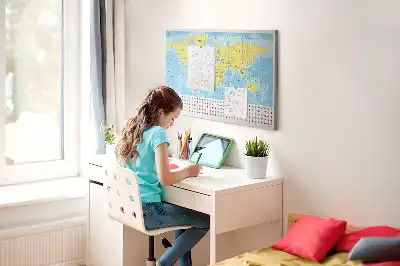 Tablica korkowa dla dzieci Mapa świata i flagi