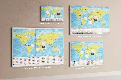 Tablica korkowa dla dzieci Mapa świata i flagi