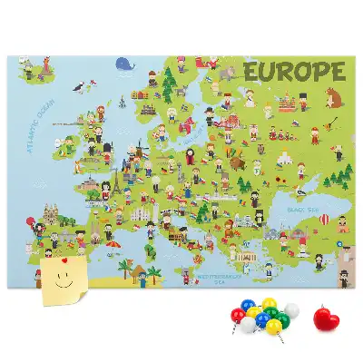 Tablica korkowa Mapa świata z flagami
