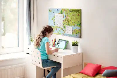 Tablica korkowa Mapa świata z flagami