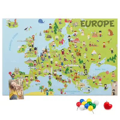 Tablica korkowa Mapa świata z flagami