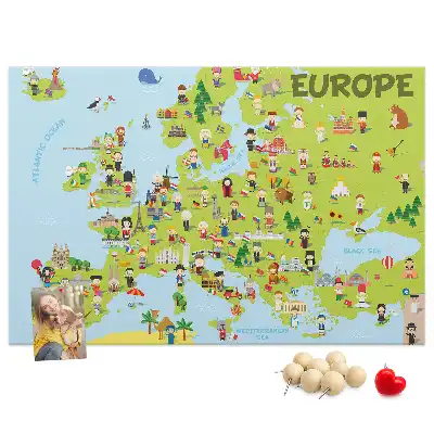 Tablica korkowa Mapa świata z flagami