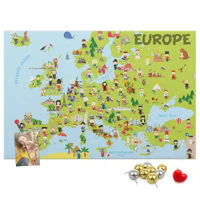 Tablica korkowa Mapa świata z flagami