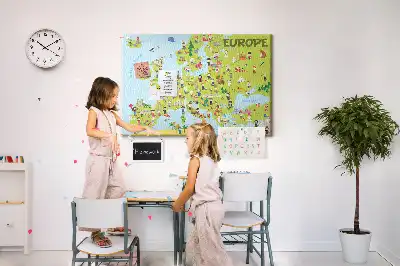 Tablica korkowa Mapa świata z flagami