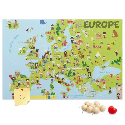 Tablica korkowa Mapa świata z flagami
