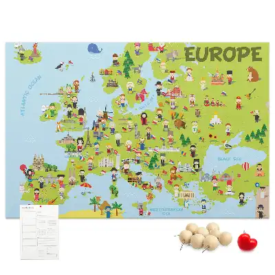 Tablica korkowa Mapa świata z flagami