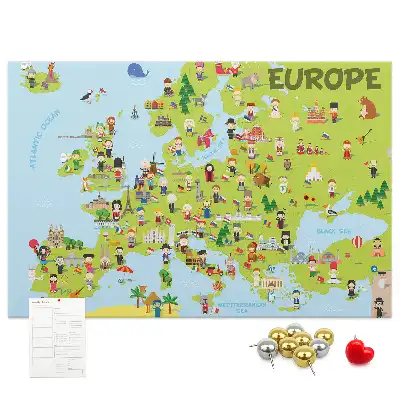 Tablica korkowa Mapa świata z flagami