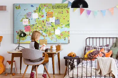 Tablica korkowa Mapa świata z flagami