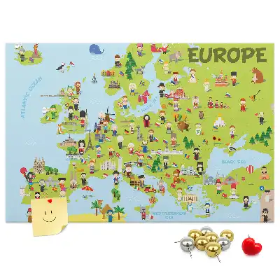 Tablica korkowa Mapa świata z flagami
