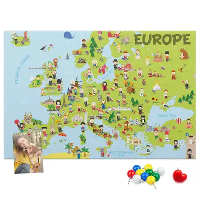 Tablica korkowa Mapa świata z flagami