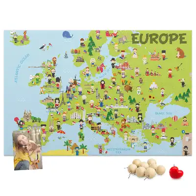 Tablica korkowa Mapa świata z flagami