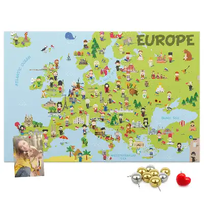 Tablica korkowa Mapa świata z flagami
