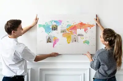 Tablica korkowa Akwarelowa mapa świata