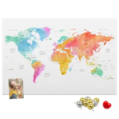 Tablica korkowa Akwarelowa mapa świata