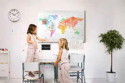 Tablica korkowa Akwarelowa mapa świata