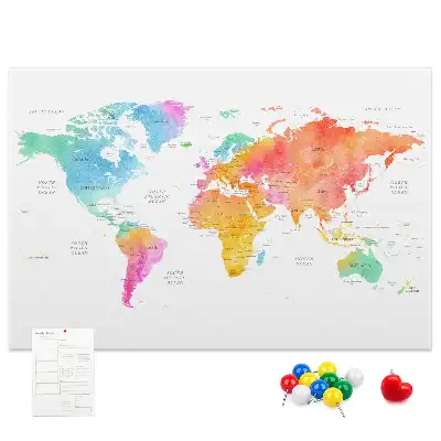 Tablica korkowa Akwarelowa mapa świata