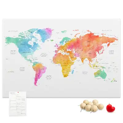 Tablica korkowa Akwarelowa mapa świata