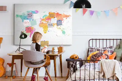 Tablica korkowa Akwarelowa mapa świata