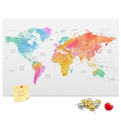 Tablica korkowa Akwarelowa mapa świata