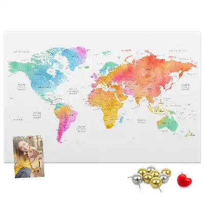 Tablica korkowa Akwarelowa mapa świata