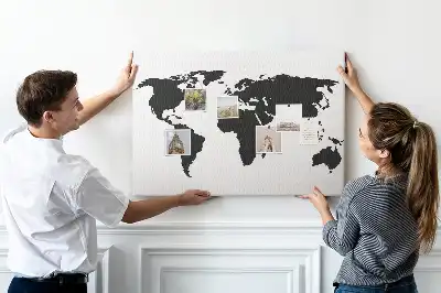 Tablica korkowa dla dzieci Czarna mapa świata