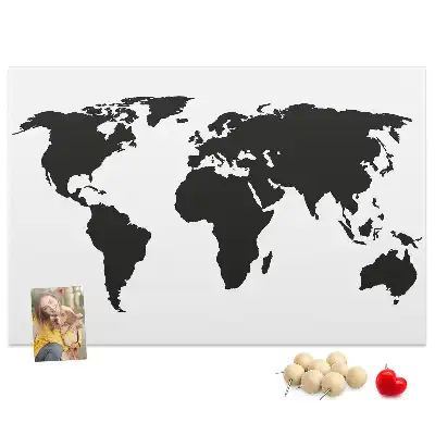 Tablica korkowa dla dzieci Czarna mapa świata