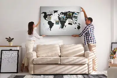 Tablica korkowa dla dzieci Czarna mapa świata
