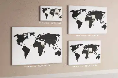 Tablica korkowa dla dzieci Czarna mapa świata
