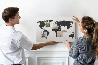 Tablica korkowa dla dzieci Czarna mapa świata