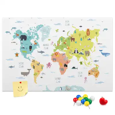 Tablica korkowa Mapa świata zwierząt