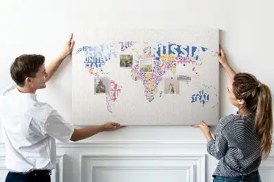 Tablica korkowa ozdobna Mapa świata kraje