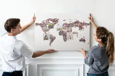 Tablica korkowa dla dzieci Ceglana mapa świata