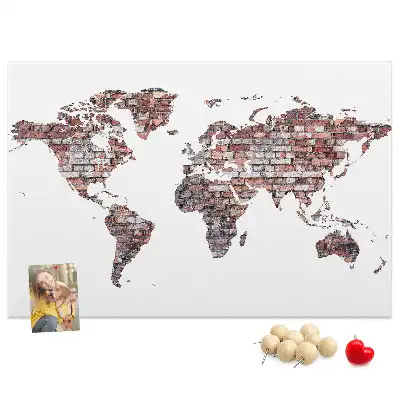 Tablica korkowa dla dzieci Ceglana mapa świata