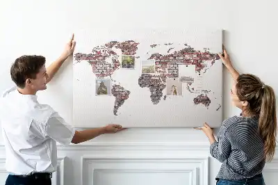 Tablica korkowa dla dzieci Ceglana mapa świata