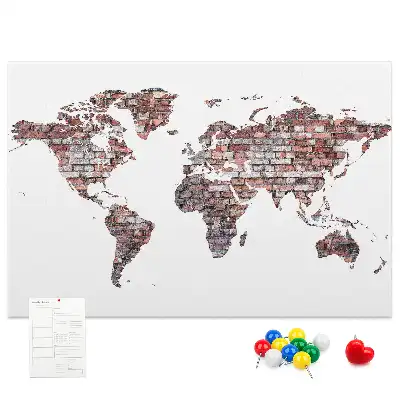 Tablica korkowa dla dzieci Ceglana mapa świata