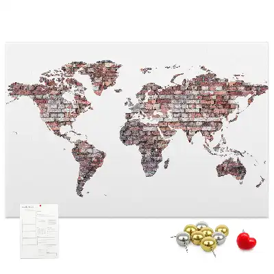 Tablica korkowa dla dzieci Ceglana mapa świata