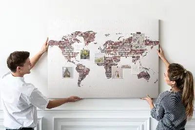 Tablica korkowa dla dzieci Ceglana mapa świata