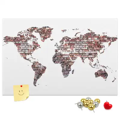 Tablica korkowa dla dzieci Ceglana mapa świata
