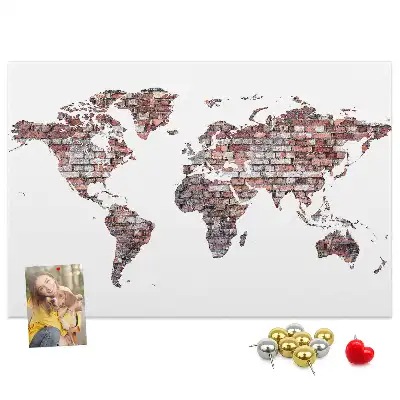 Tablica korkowa dla dzieci Ceglana mapa świata