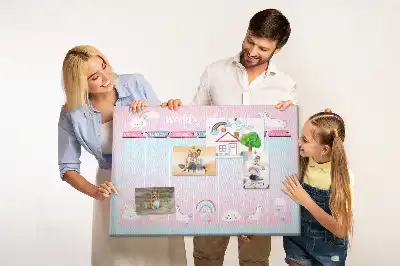 Ozdobna tablica korkowa z planerem tygodniowym w jednorożce