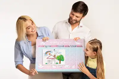 Ozdobna tablica korkowa z planerem tygodniowym w jednorożce