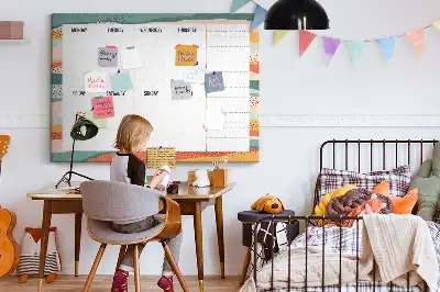 Korkowa tablica planera tygodniowego w stylu retro