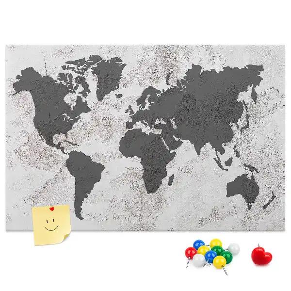 Tablica korkowa ozdobna Mapa świata beton