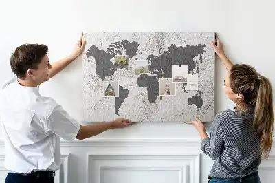Tablica korkowa ozdobna Mapa świata beton