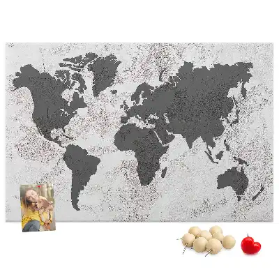 Tablica korkowa ozdobna Mapa świata beton