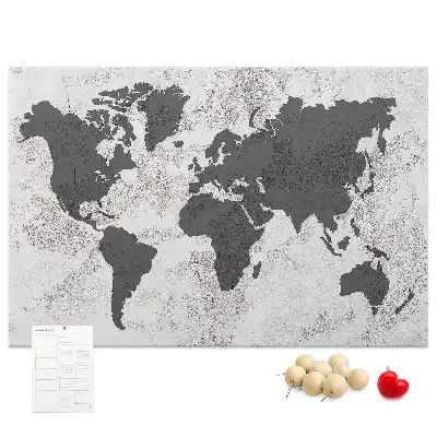 Tablica korkowa ozdobna Mapa świata beton