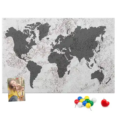 Tablica korkowa ozdobna Mapa świata beton