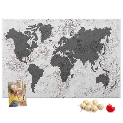 Tablica korkowa ozdobna Mapa świata beton