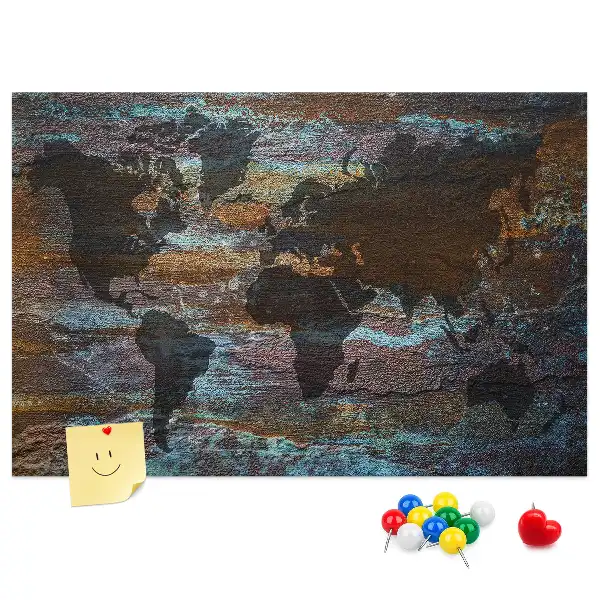Korkowa mapa świata w kolorze rdzy