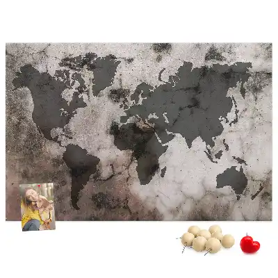 Tablica korkowa dla dzieci Mapa świata beton